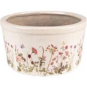Clayre & Eef Bloempot Ø 16x9 cm Roze Beige Keramiek Bloemen