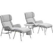 Garden Impressions Fresno loungestoelen taupe - Mati bijzettafel Ø50x4...