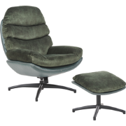 EIDE - Fauteuil met hocker - Donkergroen - Fluweel