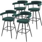 Set van 4 barkrukken 360° draaibaar donkergroen 61x103x55 cm met armle...