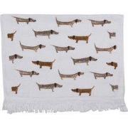 Clayre & Eef Gastendoekje 40x66 cm Wit Bruin Katoen Honden