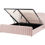 LUNAN - Bed met opbergruimte - Pastelroze - 180 x 200 cm - Polyester