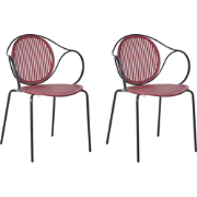 IKARIA - Set van 2 tuinstoelen - Rood/Zwart - Staal