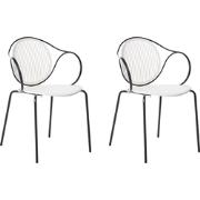 IKARIA - Set van 2 tuinstoelen - Gebroken wit/Zwart - Staal