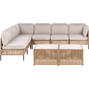 OMEGANA - Loungeset 6-zits hoekbank - Lichtbeige - PE rotan