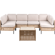 OMEGANA - Loungeset 6-zits u-vorm - Lichtbeige - PE rotan