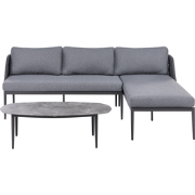 LEFFE - Loungeset - Grijs - Linkszijdig - Stof/Aluminium