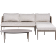 LEFFE - Loungeset - Beige - Linkszijdig - Stof/Aluminium