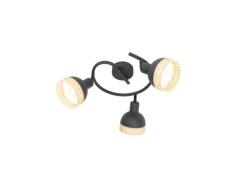 Lindby - Lonnaris 3 Round Plafondlamp Black/Nature