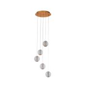 Lucande - Ismenia 5 LED Hanglamp Geel Koper