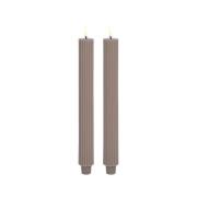 Uyuni Lighting - Kaarsen LED Grooved 2-pack 3,2x25,5 cm Sandstone/Smoo...