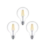 Philips - 3-pack Gloeilamp LED 7W (806lm) Filament Globe Ø93 E27