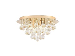 Lindby - Gillion 4 Plafondlamp Crystal/Gold
