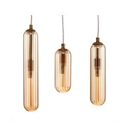 Lucande - Freylin 3 Hanglamp Amber/Geel Koper
