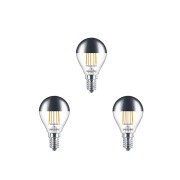Philips - 3-pack Gloeilamp LED 4W Filament Top Gespiegeld Kroon (397lm...