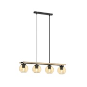 Lindby - Enrique Hanglamp Amber/Black/Oak