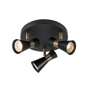 Markslöjd - Folie plafondlamp, 3-lamps, zwart/messing