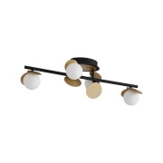 Lucande - Pallo 4 LED Plafondlamp Zwart/Goud