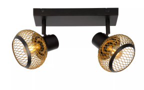 Lucide Lucas - plafondverlichting - 26 x 14,5 x 10 cm - zwart & goud