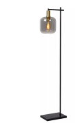 Lucide Joanet - staanlamp - 35,5 x 19 x 150 cm - gerookt glas en messi...