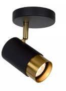 Lucide Floris - opbouwspot - Ø 10 x 14 cm - zwart en messing