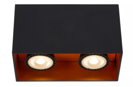 Lucide Bido - opbouwspot - 16,5 x 8,3 x 9,5 cm - zwart en messing