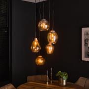 Vico Mix 5L - hanglamp - Ø 43 x 180 cm - oud zilver/amber