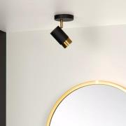 Lucide Floris - opbouwspot - Ø 10 x 14 cm - zwart en messing